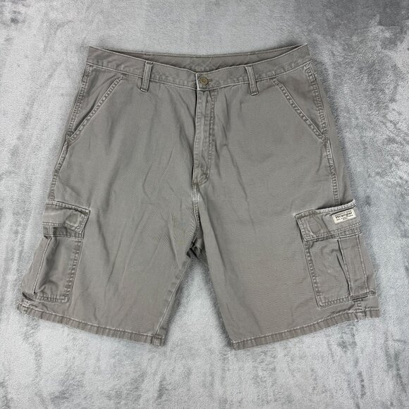 Wrangler Cargo Shorts Mens Distressed Grey Work Utility Casual Outdoor 10" Ins - Picture 9 of 9